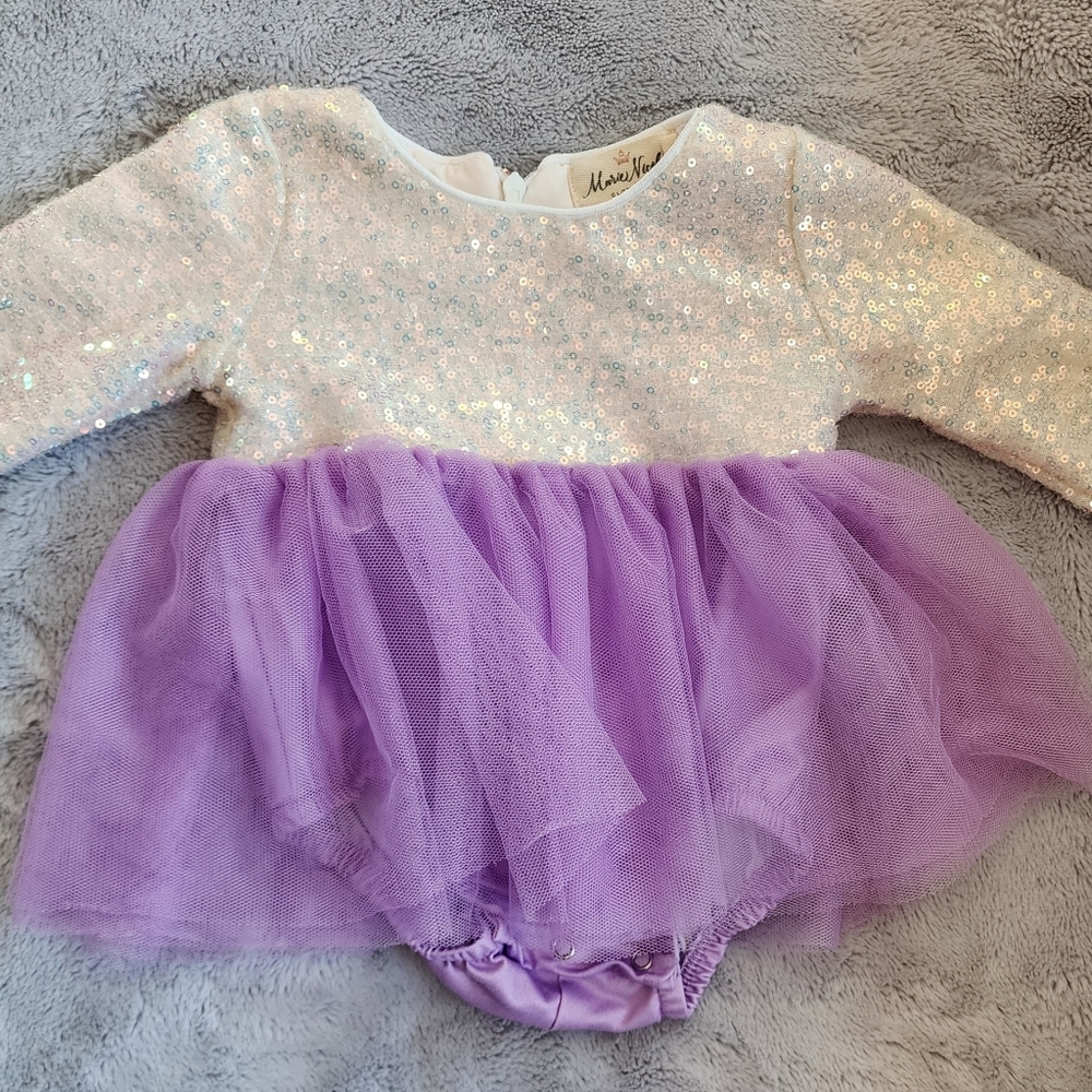 3-6Mo Lilac Sequin Top Tulle Bubble